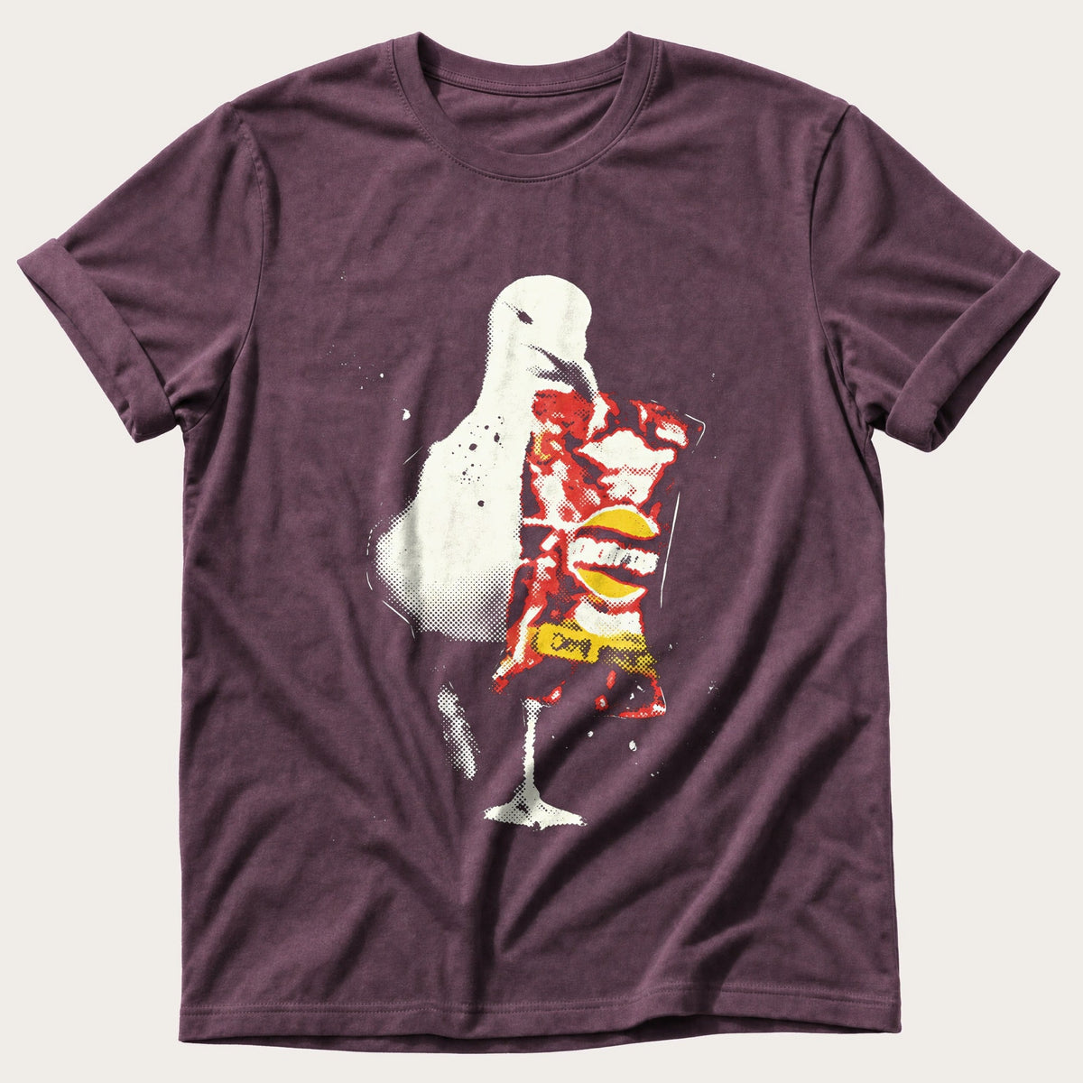 Seagull With Crisps 12 — Berry Comfort Colors tee