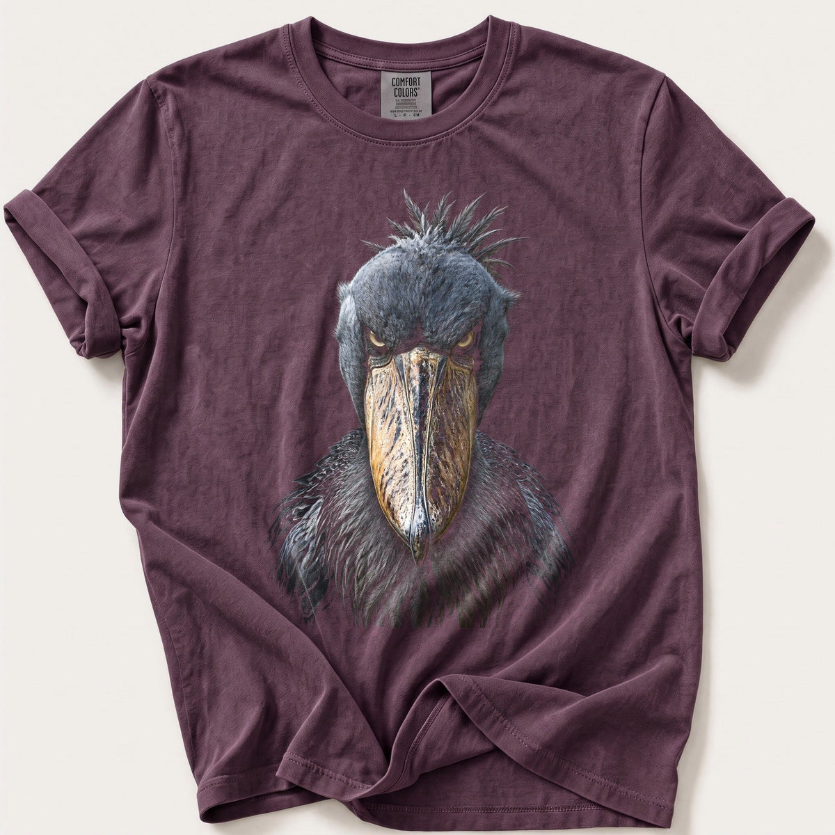 Shoebill Stare — Berry Comfort Colors tee