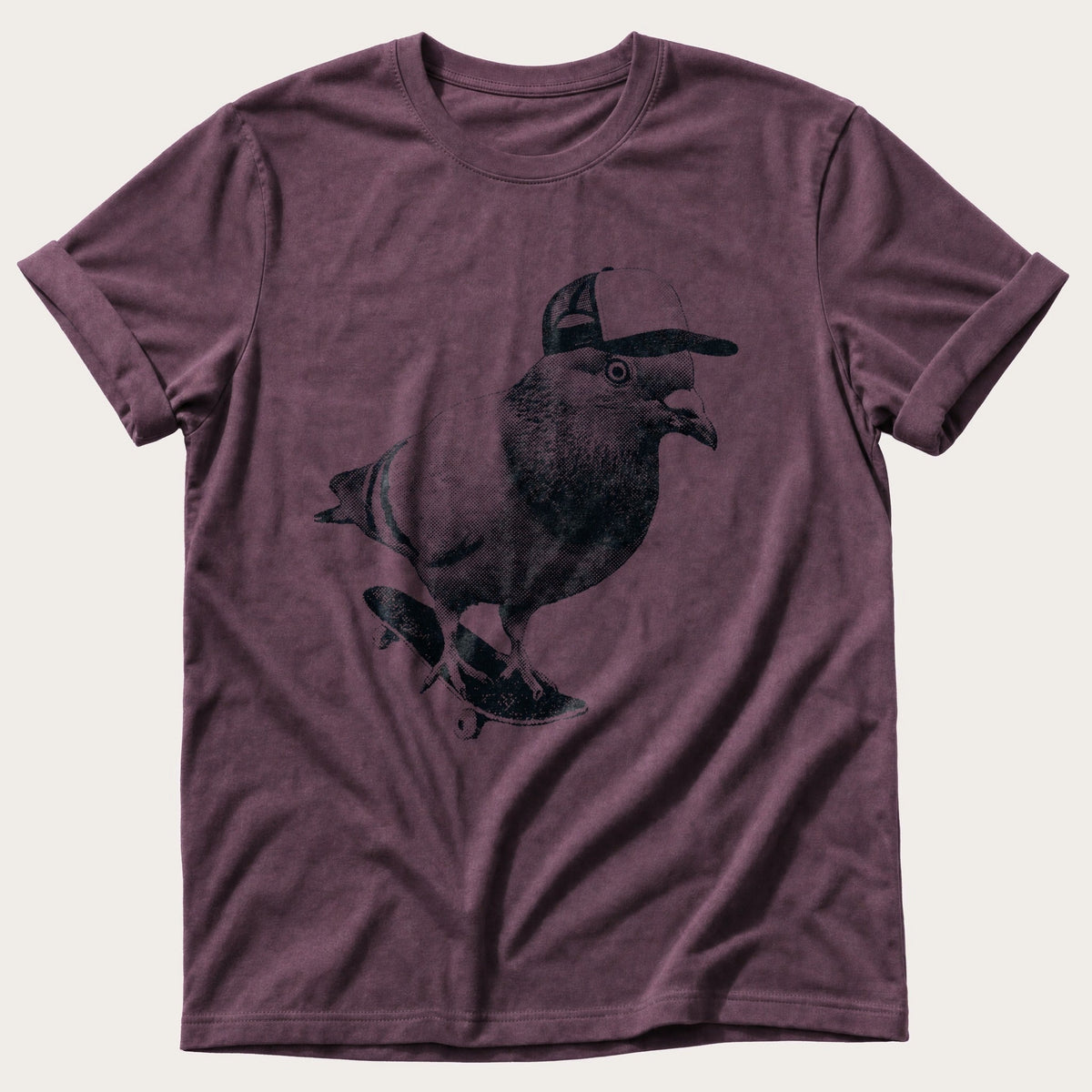 Skater Pigeon — Berry Comfort Colors tee