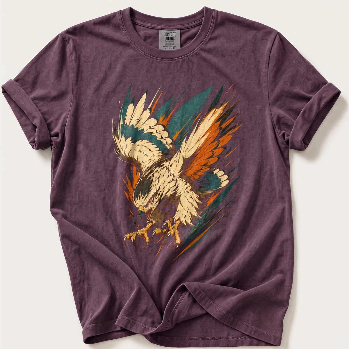 Striking Hawk — Berry Comfort Colors tee