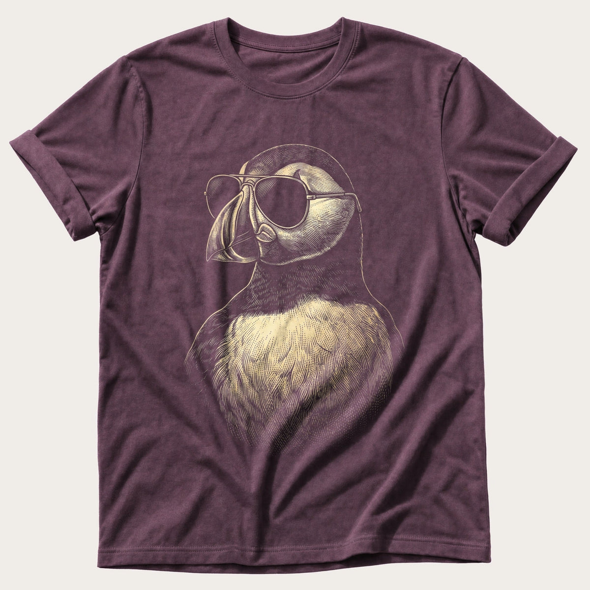 Sunglass Puffin 5 — Berry Comfort Colors tee