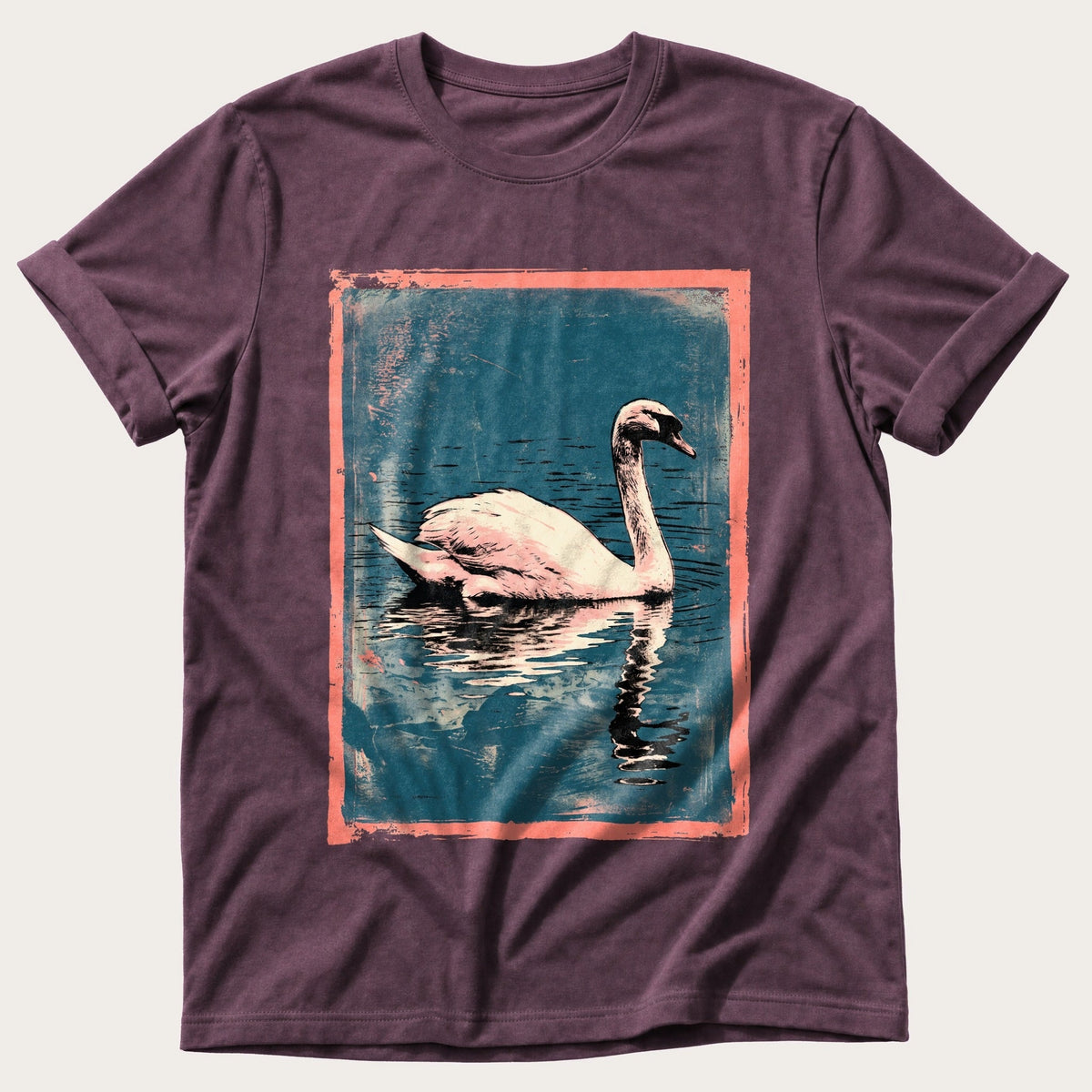 Swan On Still Water — Berry Comfort Colors tee