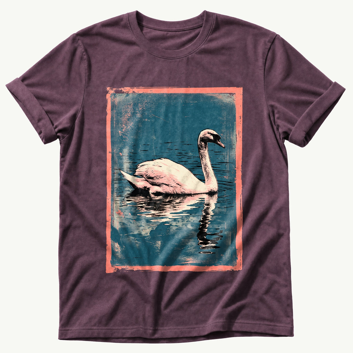 Swan On Still Water — Berry Comfort Colors tee