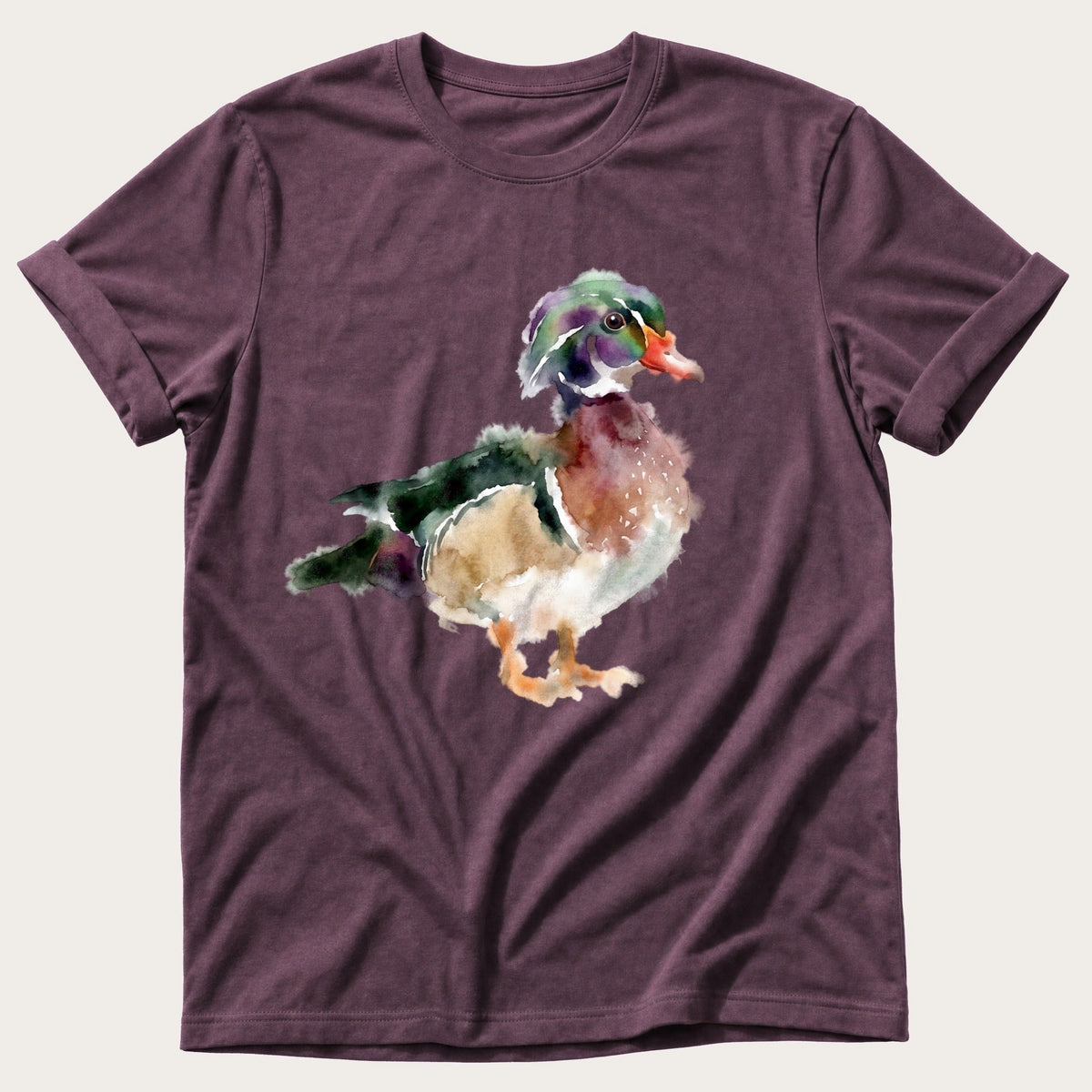 Watercolour Wood Duck — Berry Comfort Colors tee