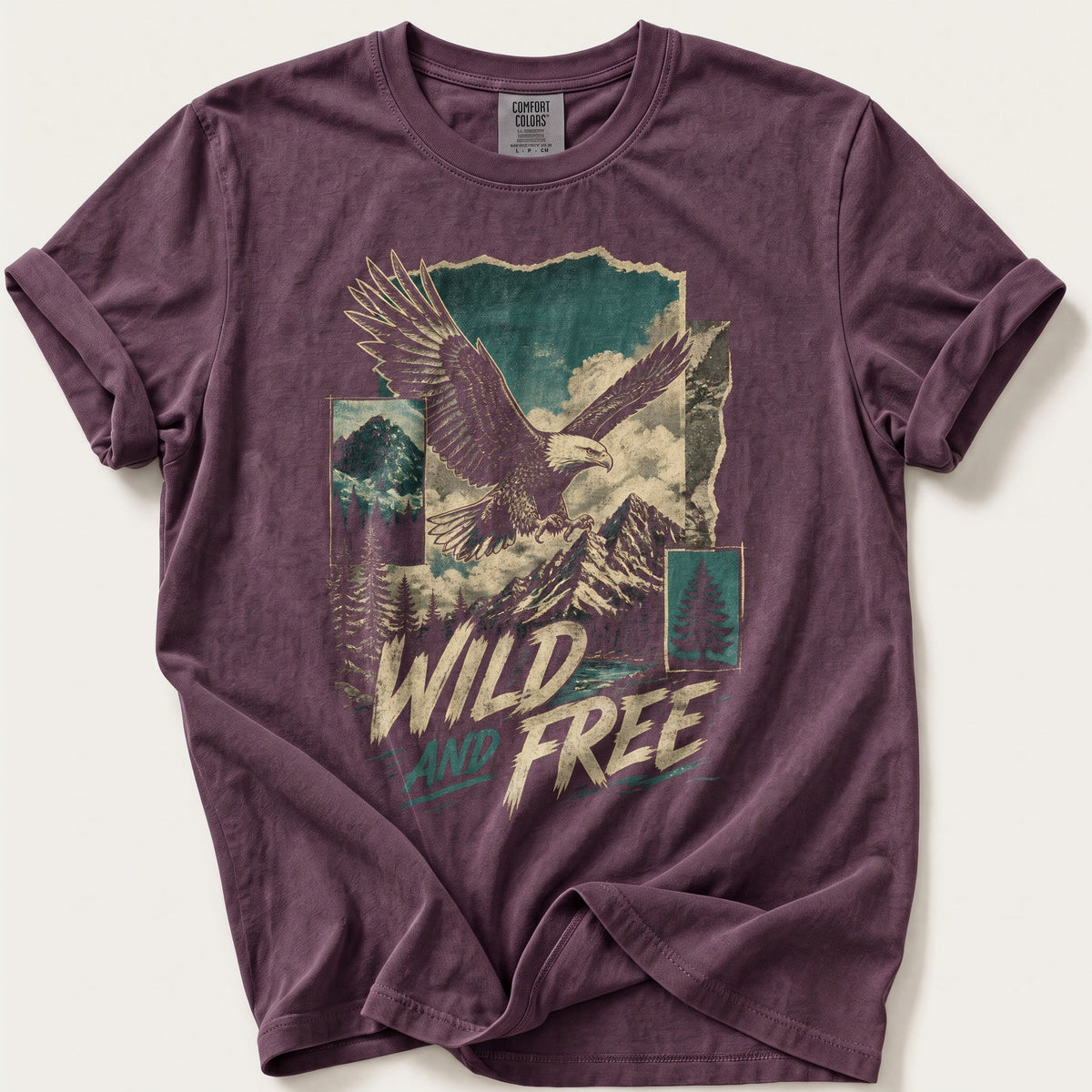 Wild And Free Eagle — Berry Comfort Colors tee