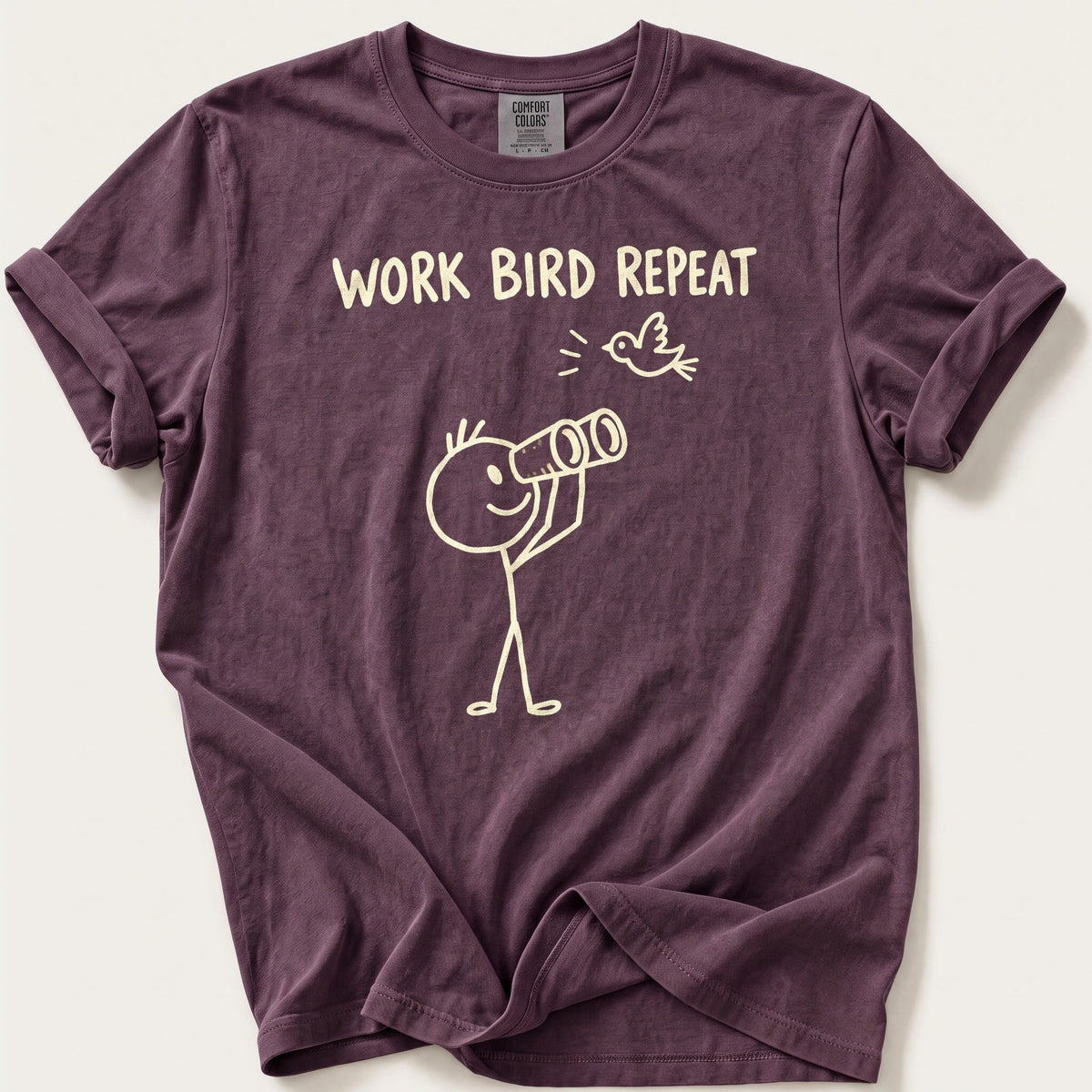 Work Bird Repeat — Berry Comfort Colors tee