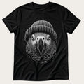 African Grey In A Beanie — Black Comfort Colors tee