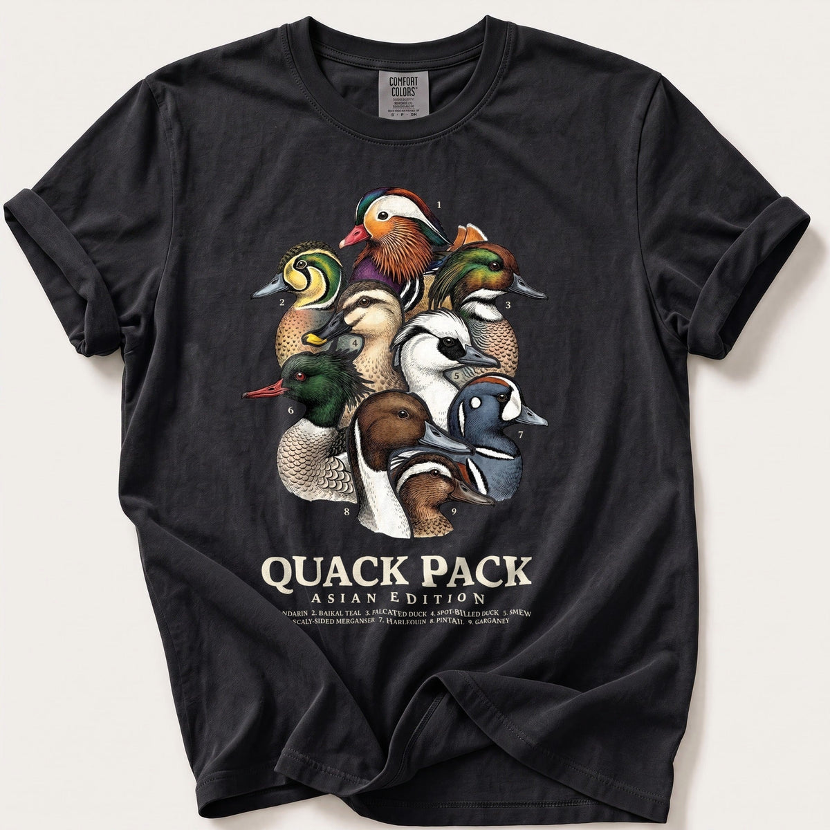 Asian Quack Pack — Black Comfort Colors tee