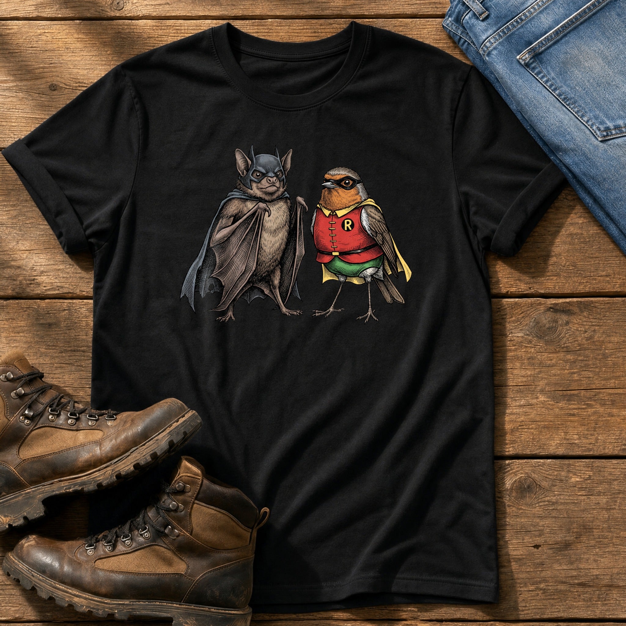 Bat N Robin 11 — Black Comfort Colors tee