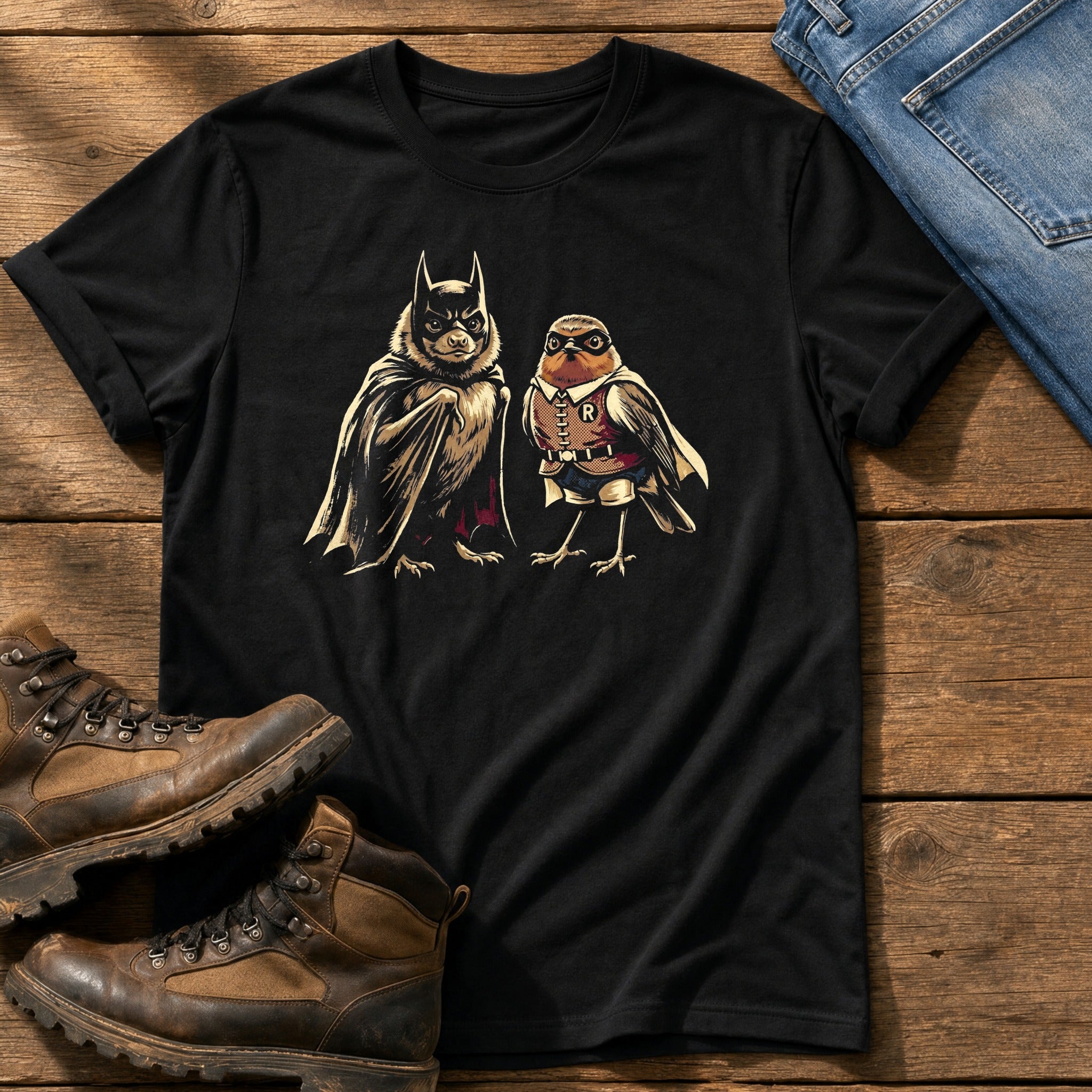 Bat N Robin 2 — Black Comfort Colors tee