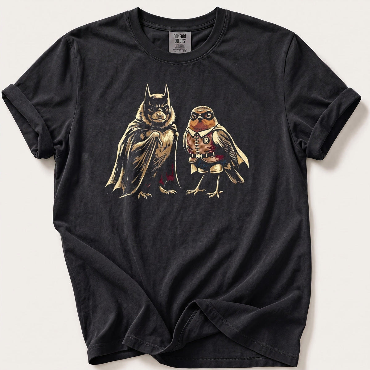 Bat N Robin 2 — Black Comfort Colors tee
