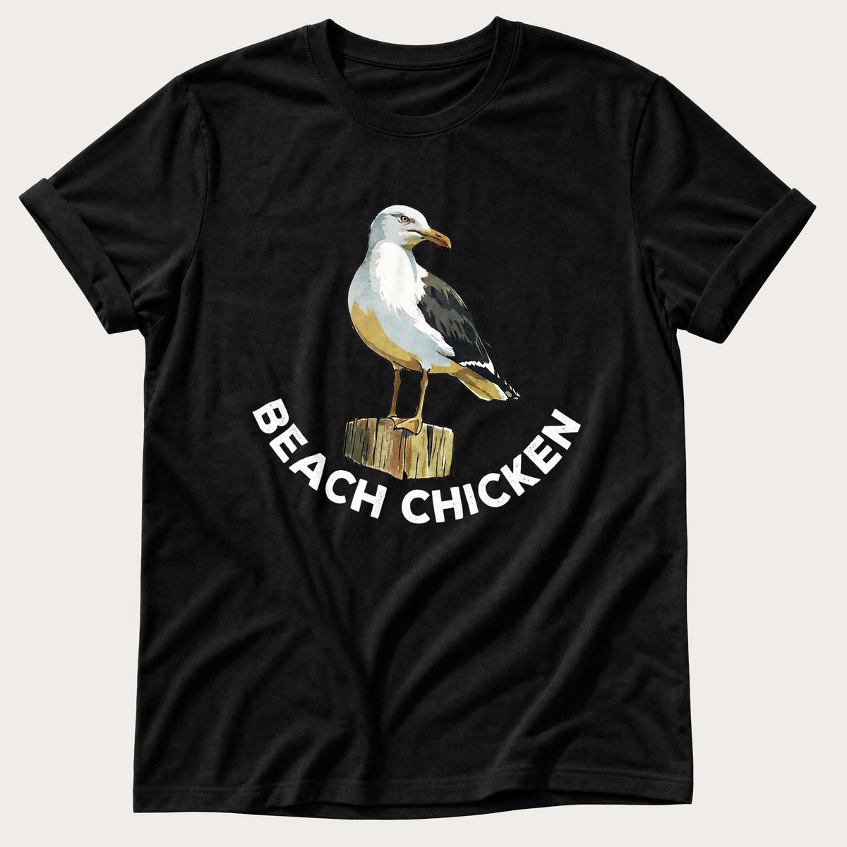 Beach Chicken 12 — Black Comfort Colors tee