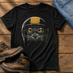 Biker Owl 6 — Black Comfort Colors tee