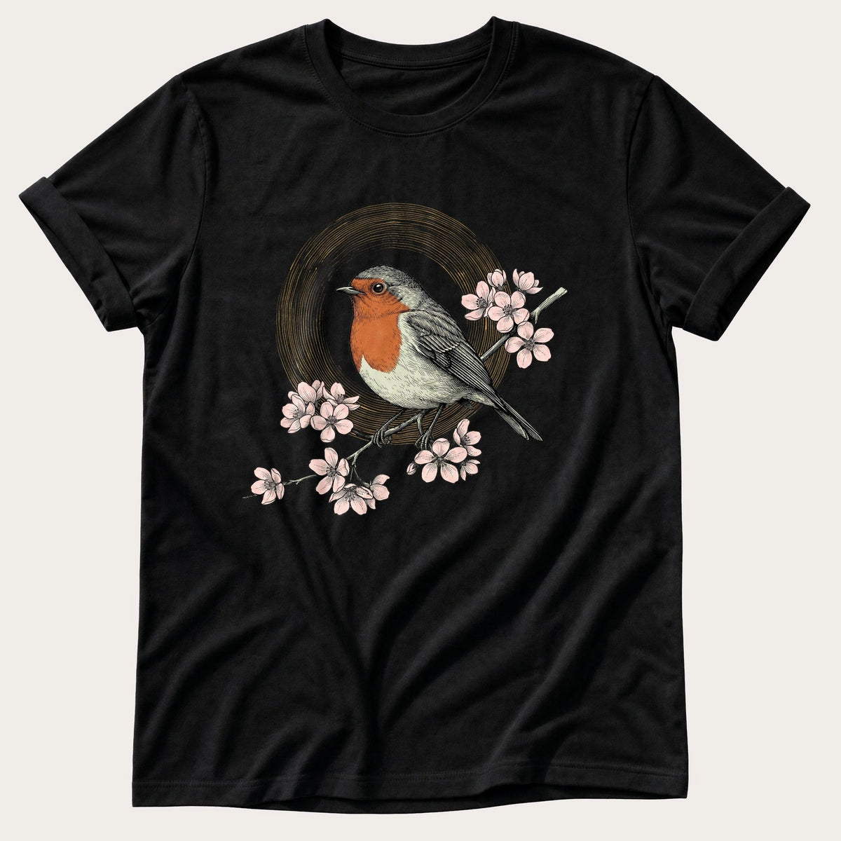 Bird On Branch 3 — Black Comfort Colors tee
