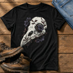 Bird Skull with Florals — Black Comfort Colors tee