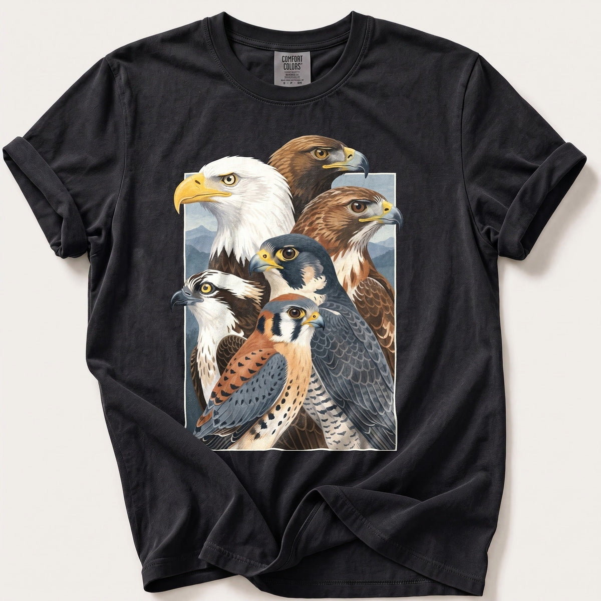 Birds Of Prey Breeds 33 — Black Comfort Colors tee
