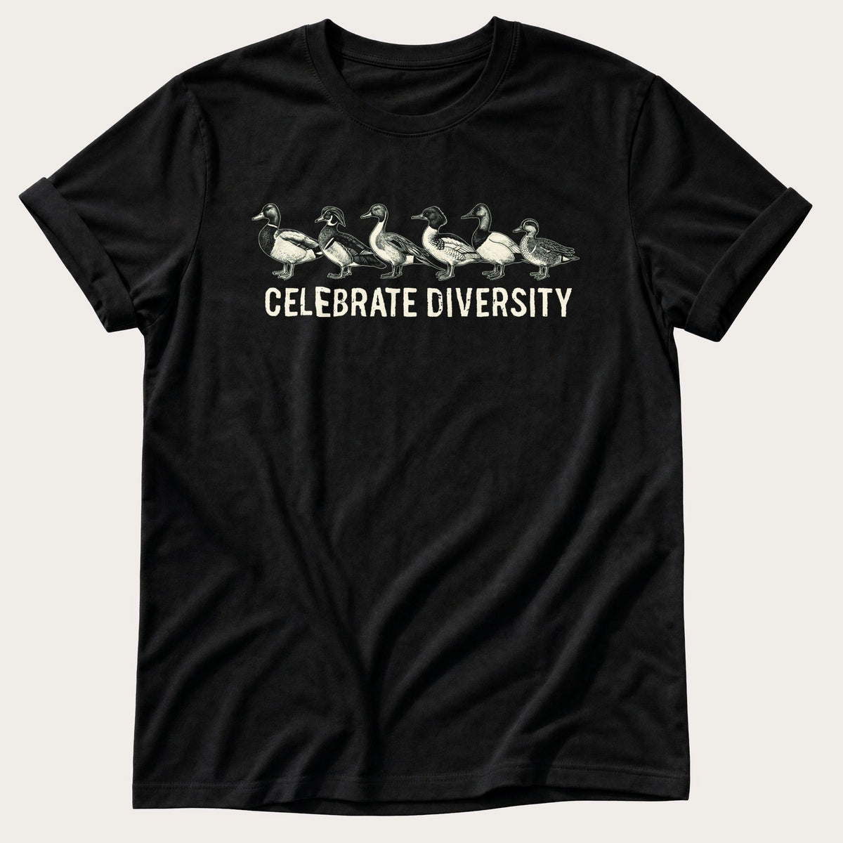 Celebrate Diversity Ducks — Black Comfort Colors tee