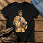 Christ With Pigeon 4 — Black Comfort Colors tee