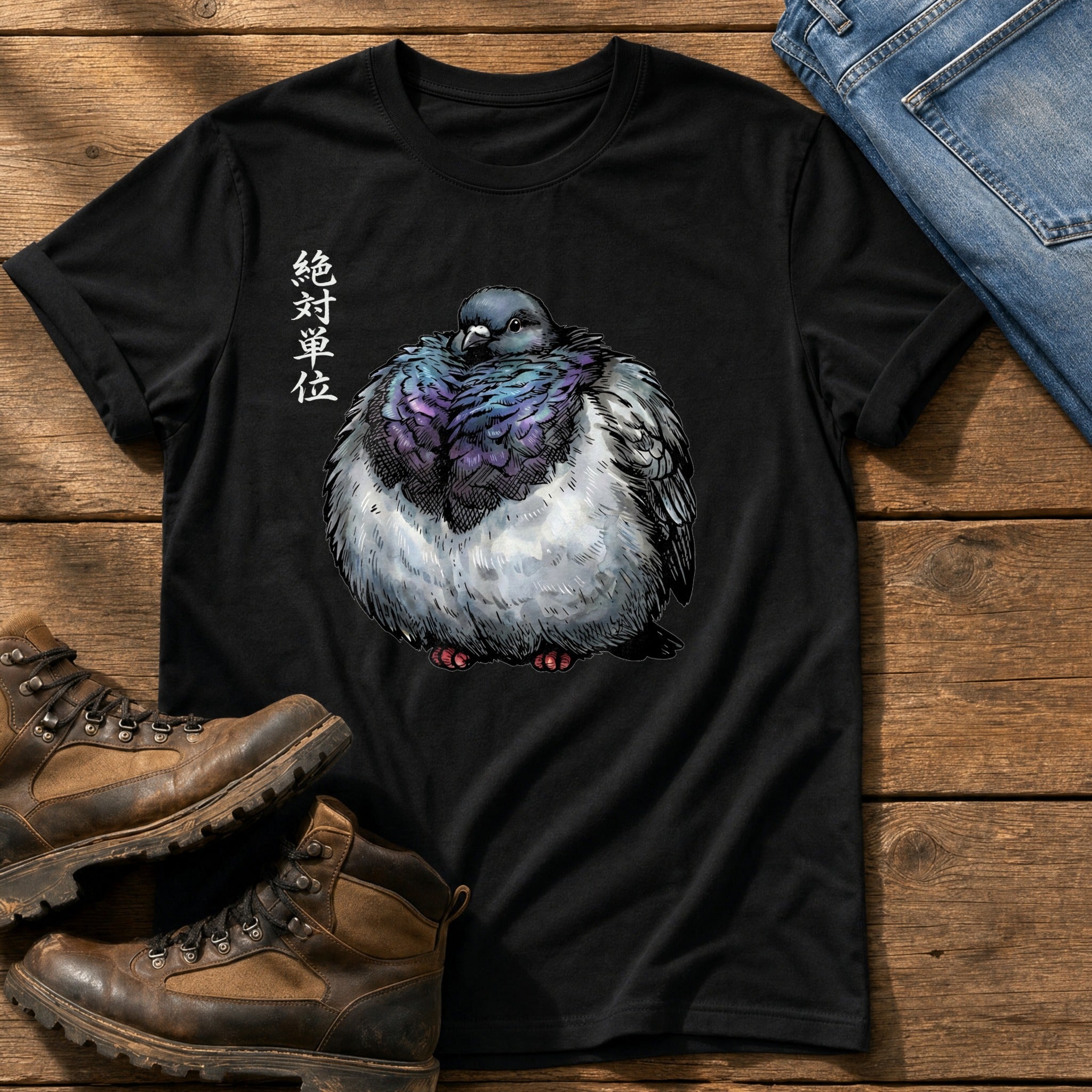 Chunky Pigeon — Black Comfort Colors tee