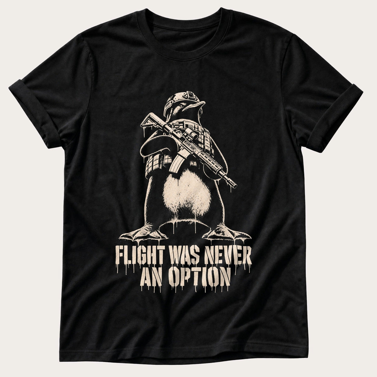 Combat Ready Penguin — Black Comfort Colors tee