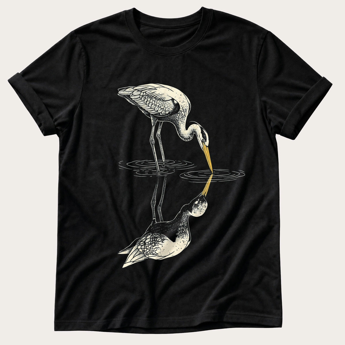 Crane Reflections — Black Comfort Colors tee