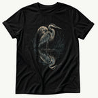 crane-under-moon — Black Comfort Colors tee
