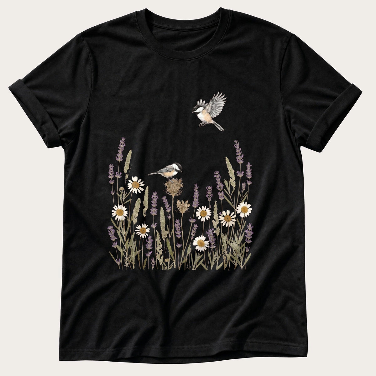 Field Birds 3 — Black Comfort Colors tee
