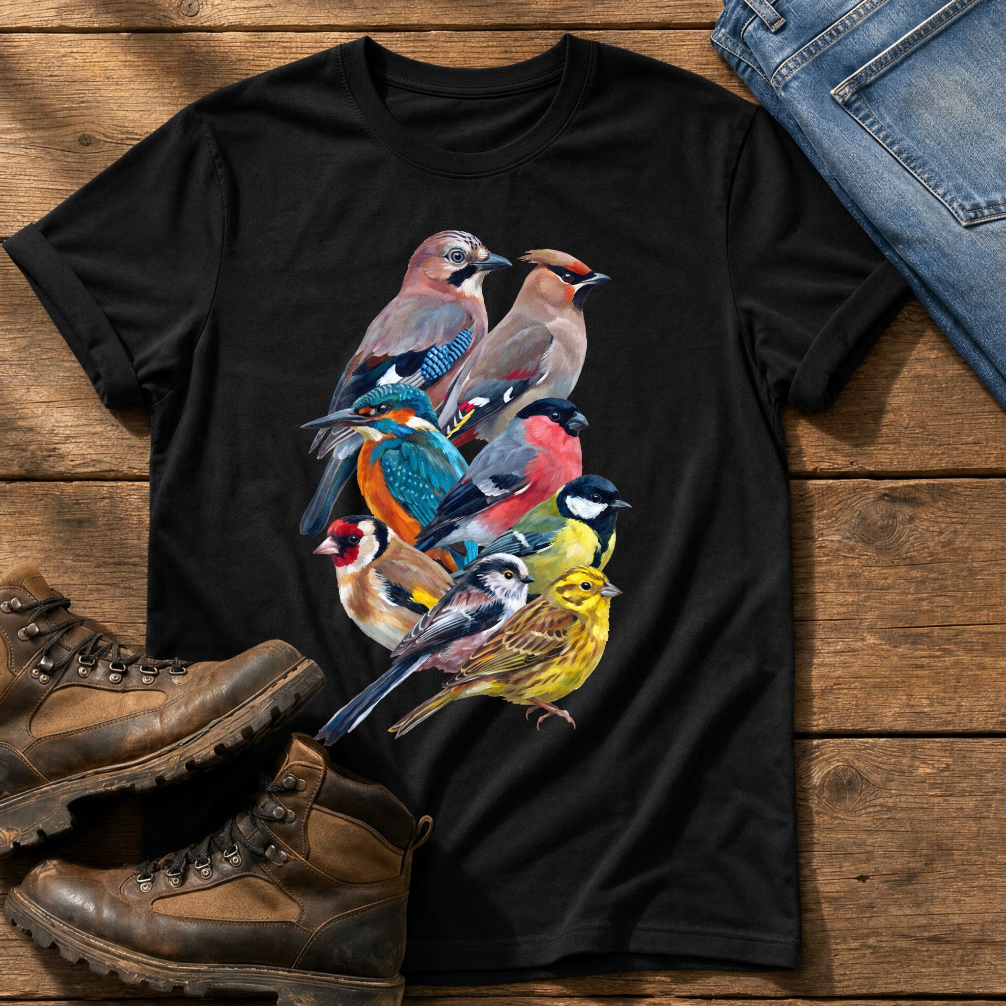 Garden Birds Of Britain — Black Comfort Colors tee
