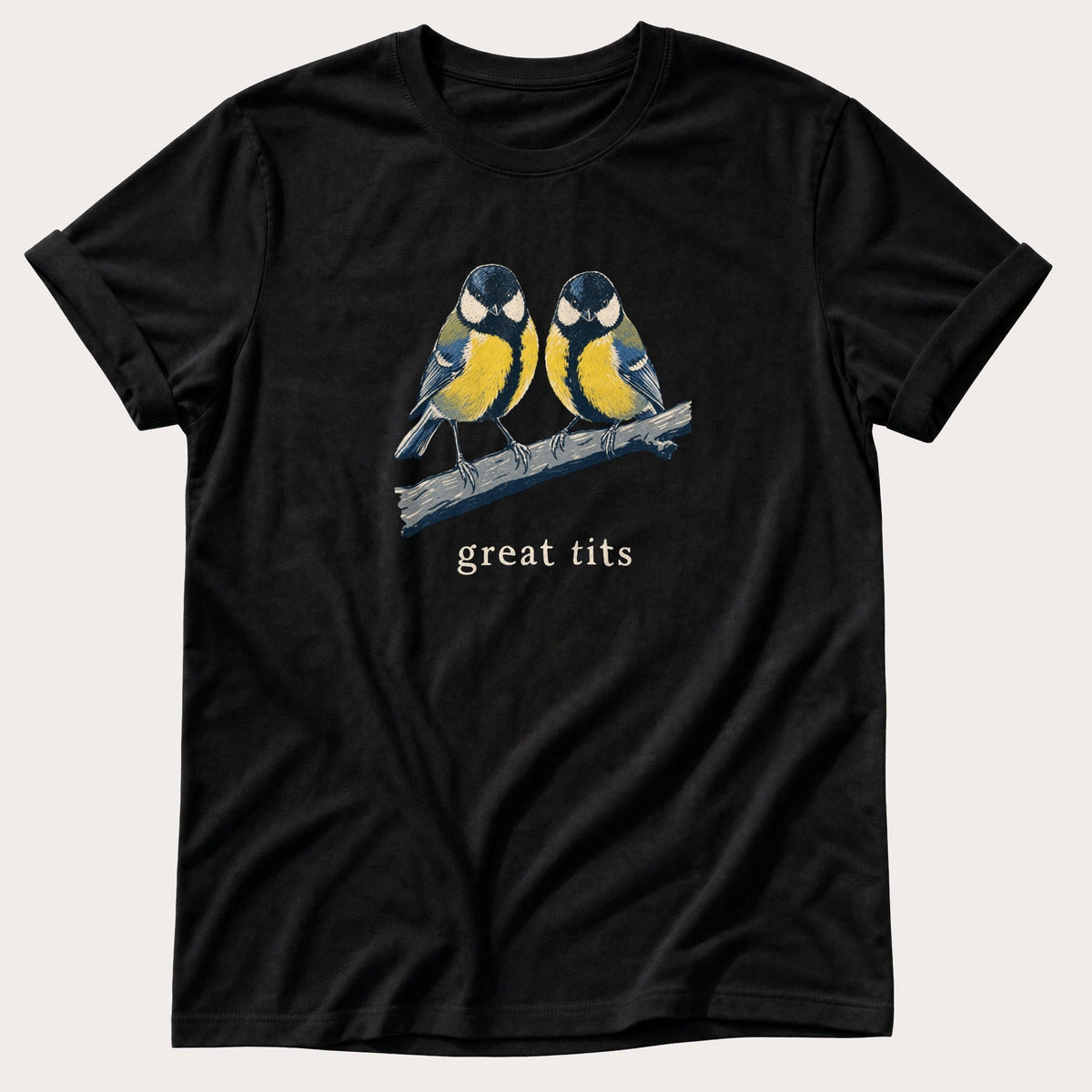 Great Tits — Black Comfort Colors tee