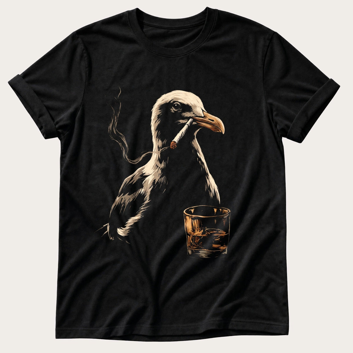 Gull Last Call — Black Comfort Colors tee
