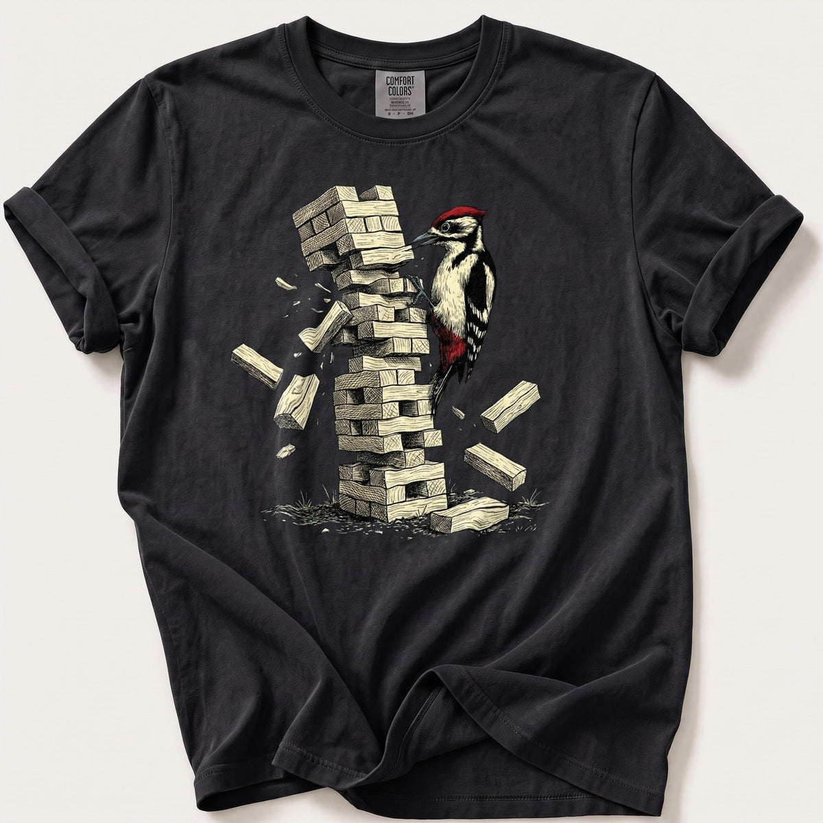 Jenga Champion — Black Comfort Colors tee