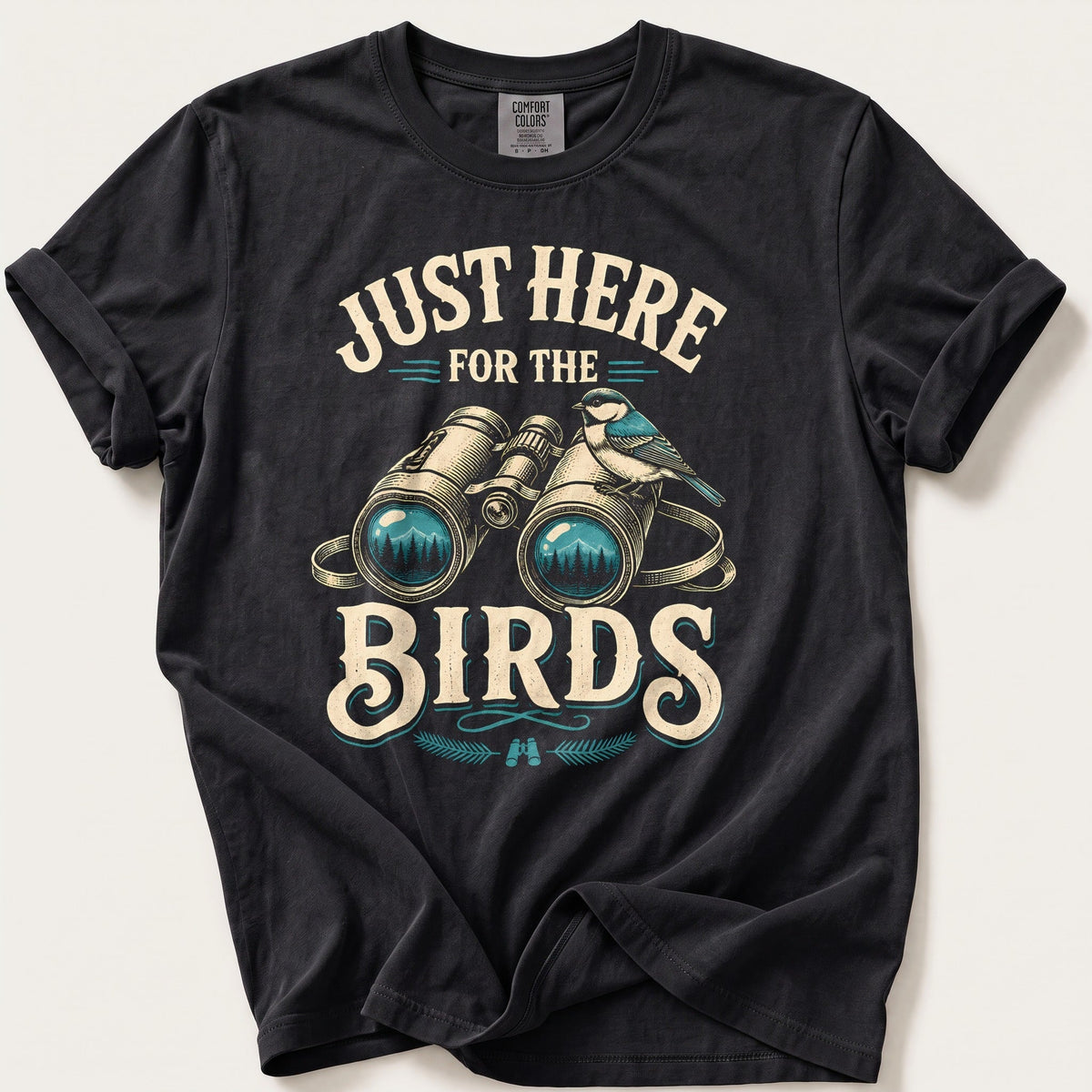 Just Here For The Birds — Black Comfort Colors tee