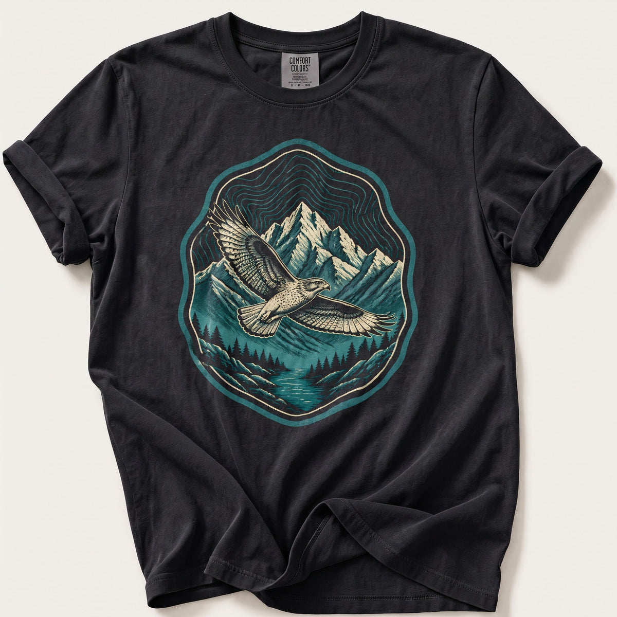 Mountain Hawk — Black Comfort Colors tee