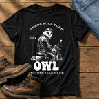 Night Rider Owl — Black Comfort Colors tee