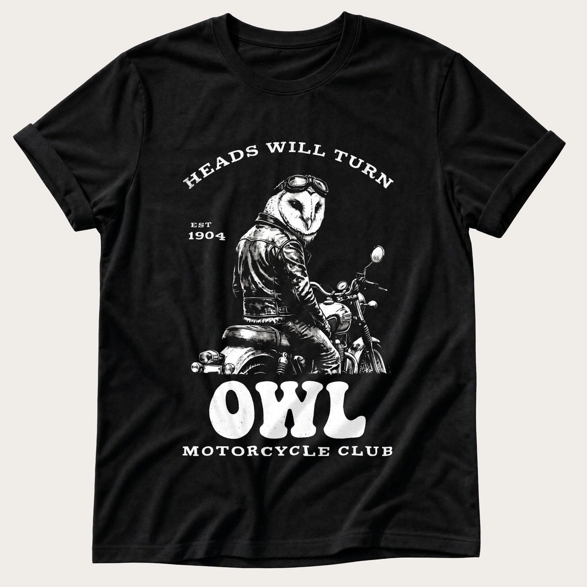 Night Rider Owl — Black Comfort Colors tee