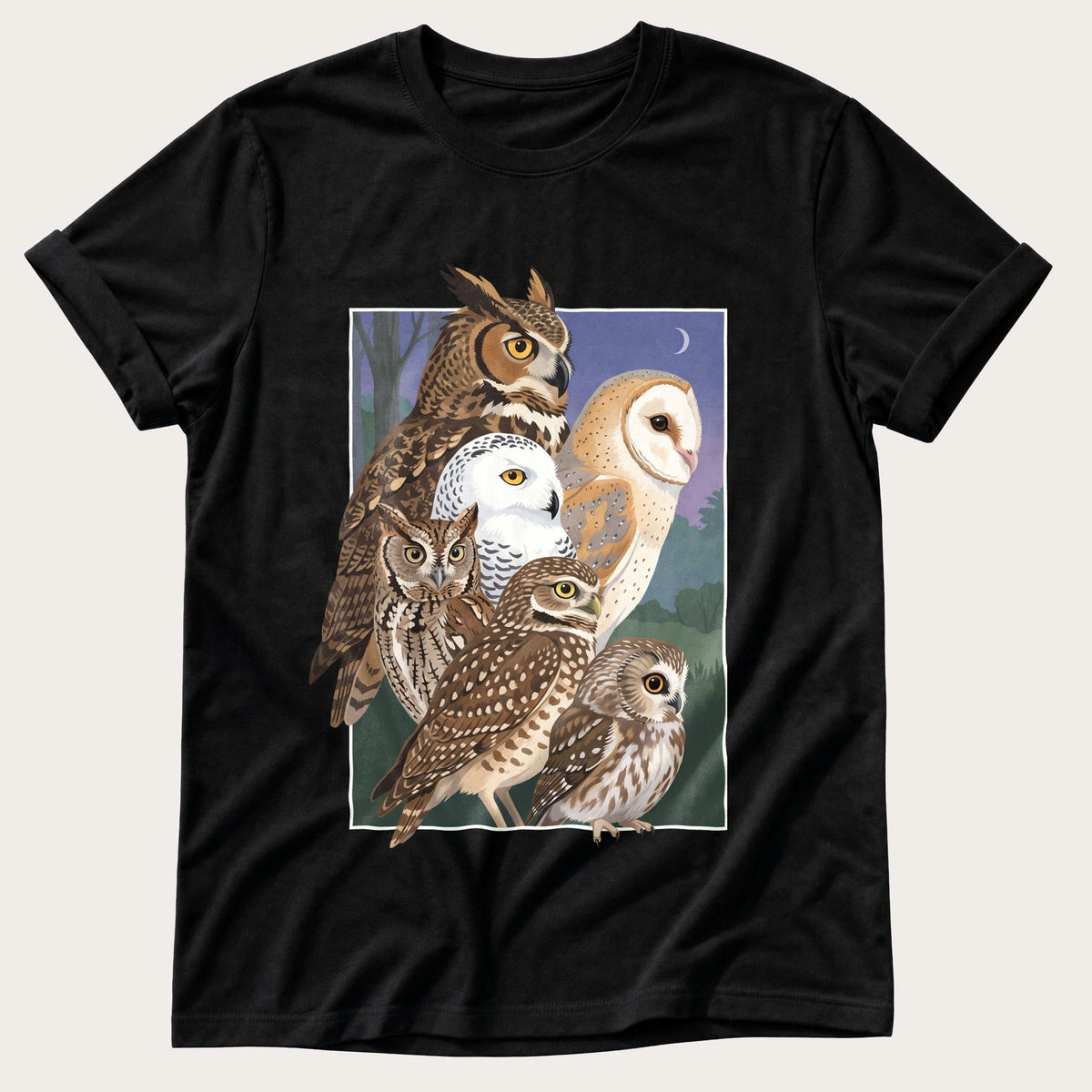 Owl Breeds 22 — Black Comfort Colors tee