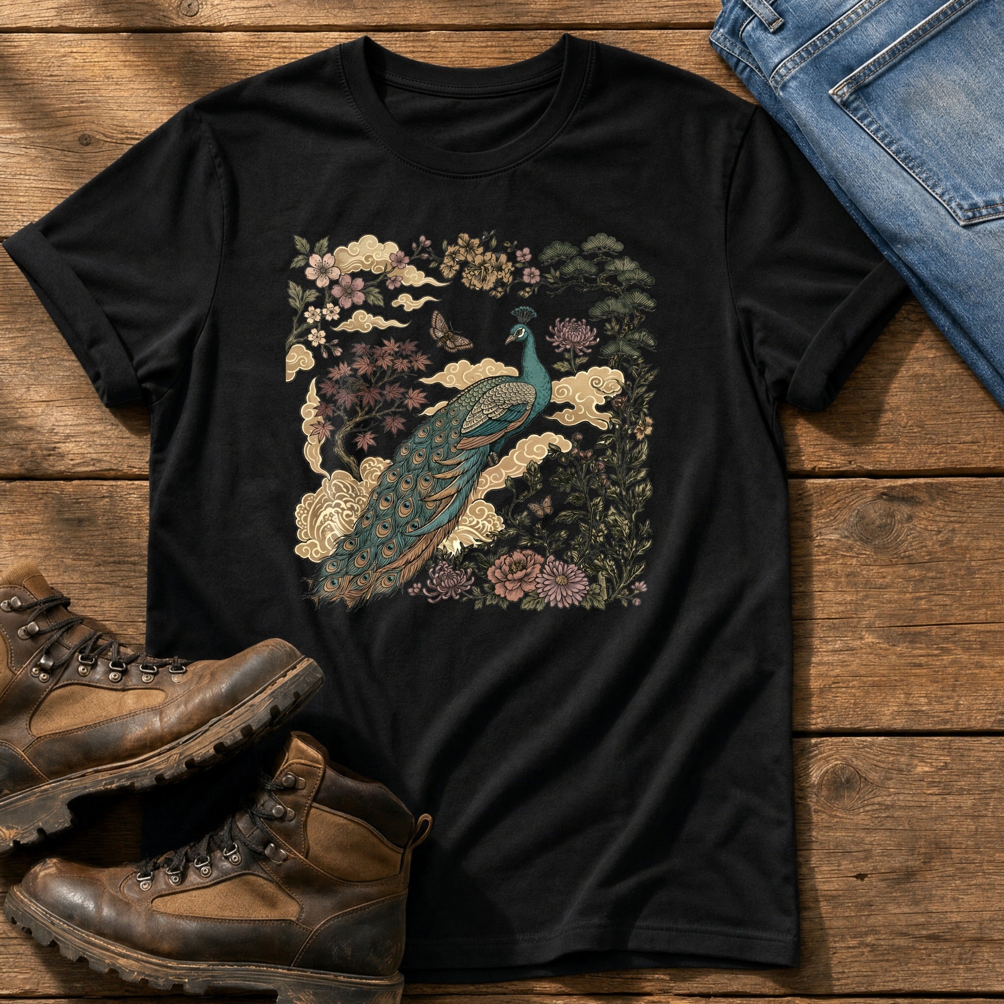 Peacock Murul — Black Comfort Colors tee