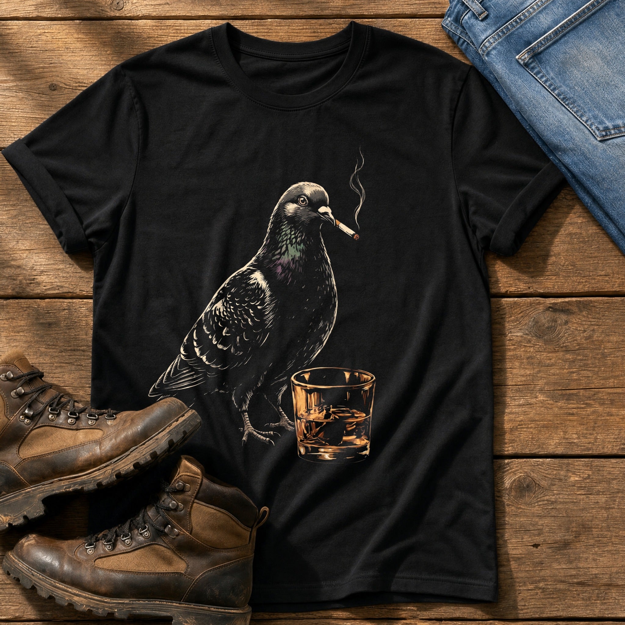 Pigeon On The Lash — Black Comfort Colors tee
