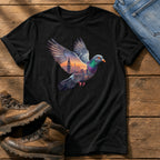 Pigeon Skyline — Black Comfort Colors tee
