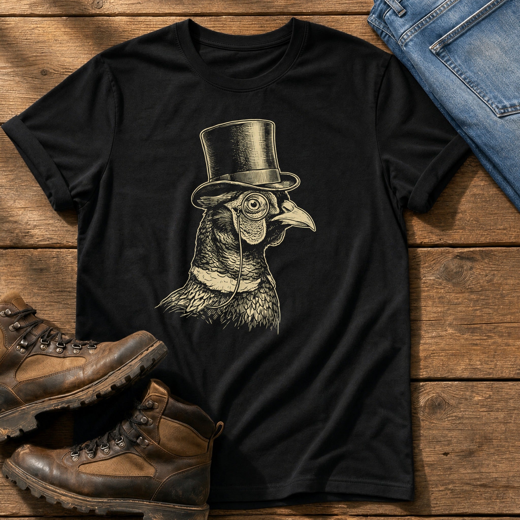 Posh Pheasant 8 — Black Comfort Colors tee