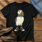 Puffin And Fish 77 — Black Comfort Colors tee