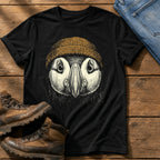 Puffin Beanie 12 — Black Comfort Colors tee