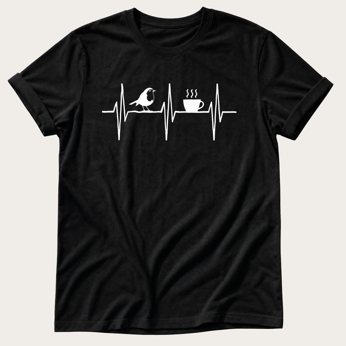 Robin Heart Beat — Black Comfort Colors tee
