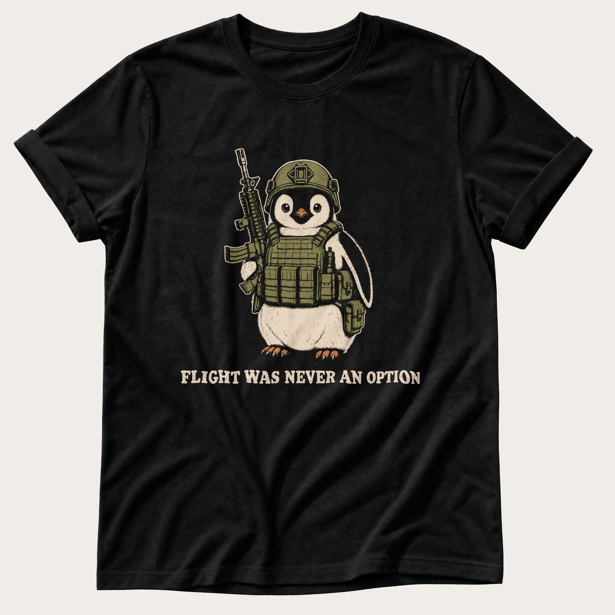 Rookie Penguin — Black Comfort Colors tee