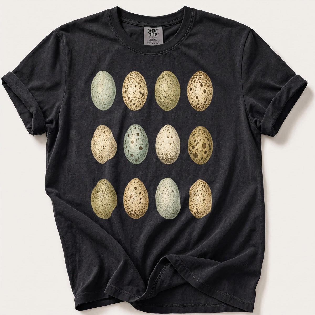 Speckled Eggs — Black Comfort Colors tee