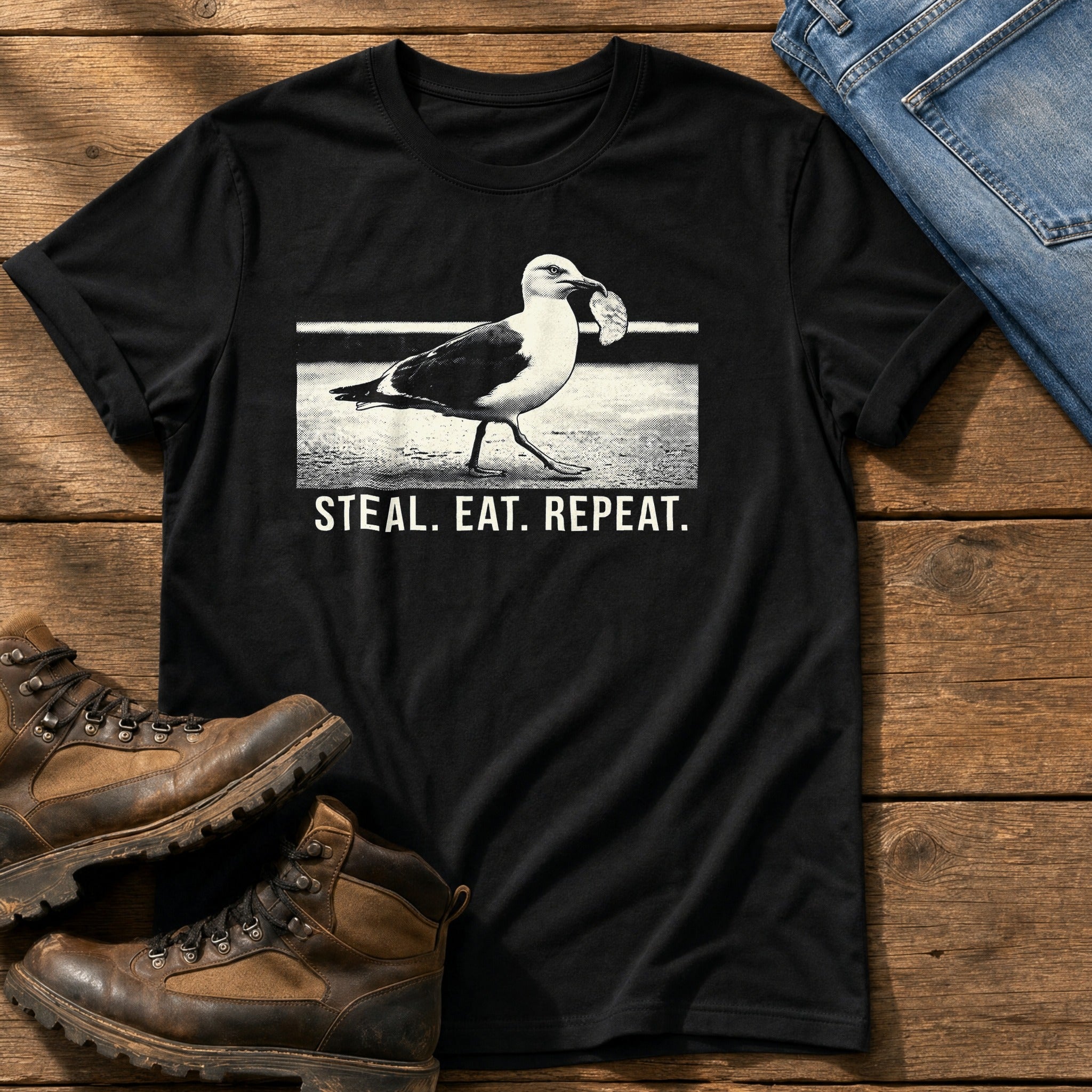 Steal Eat Repeat — Black Comfort Colors tee