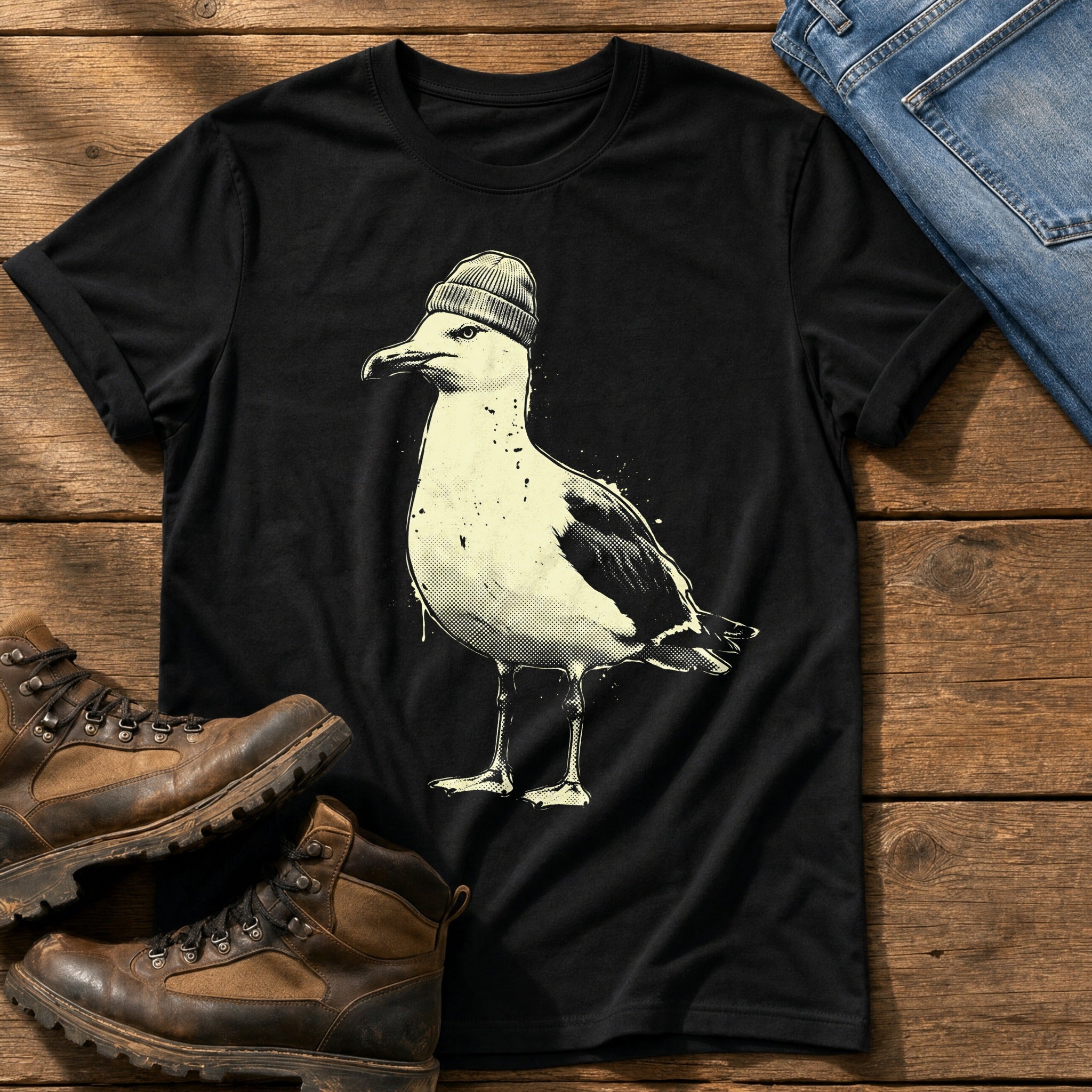 Street Seagull 6 — Black Comfort Colors tee