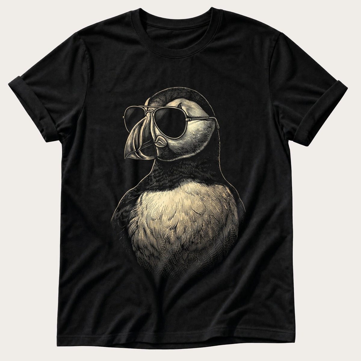 Sunglass Puffin 5 — Black Comfort Colors tee