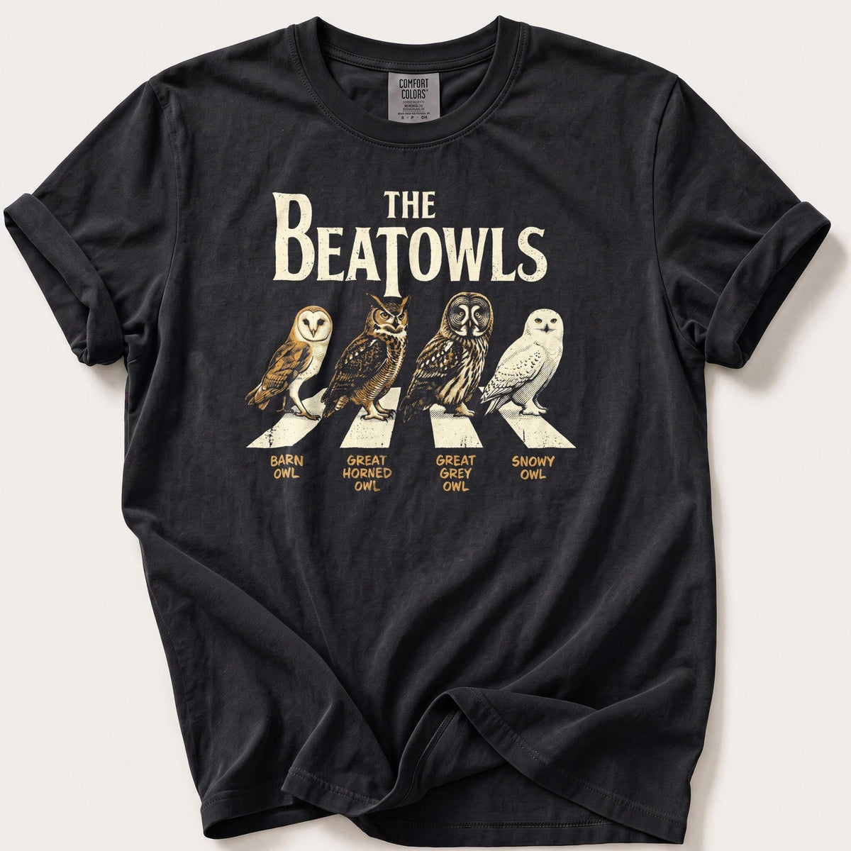 The Beatowls — Black Comfort Colors tee
