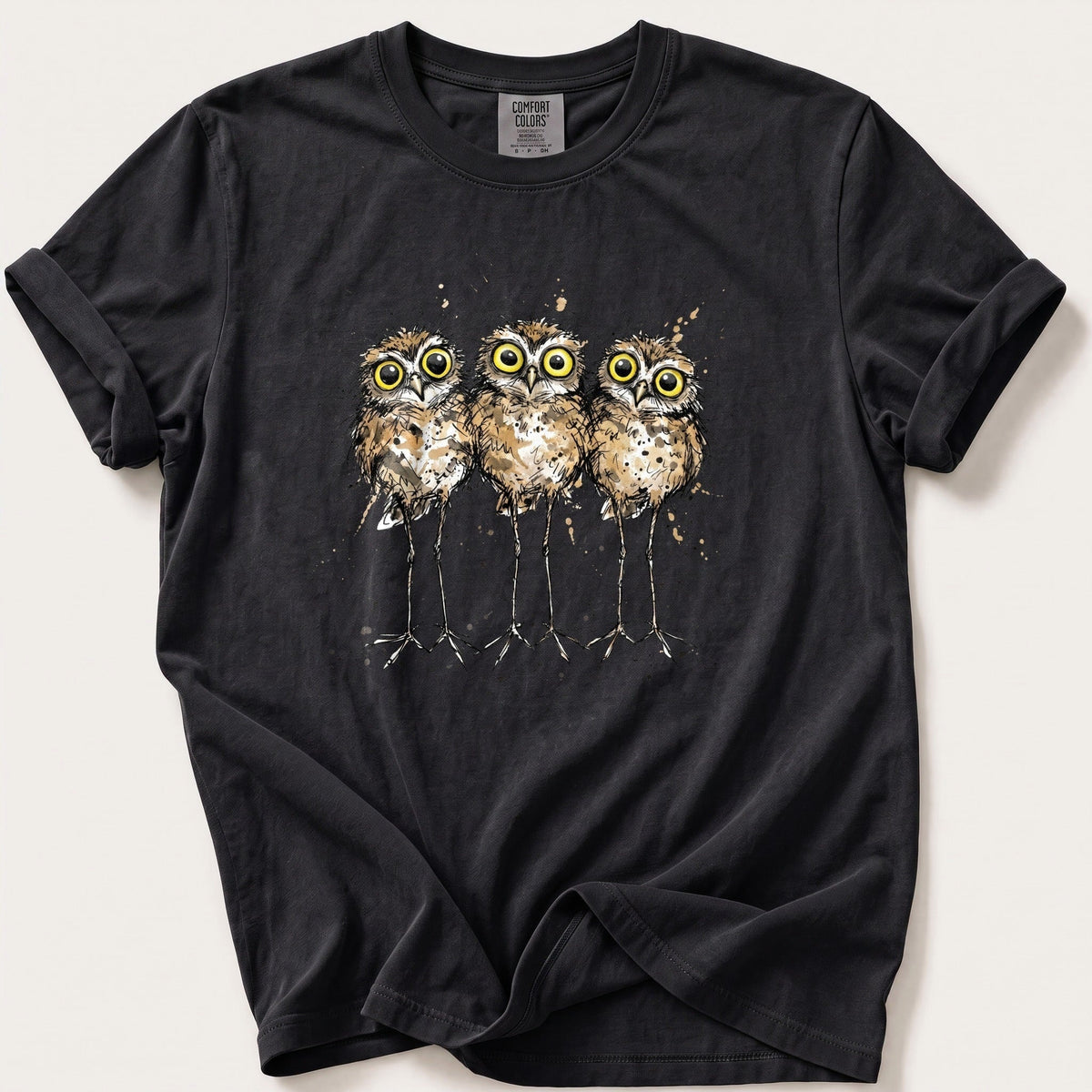 The Owl Committee — Black Comfort Colors tee